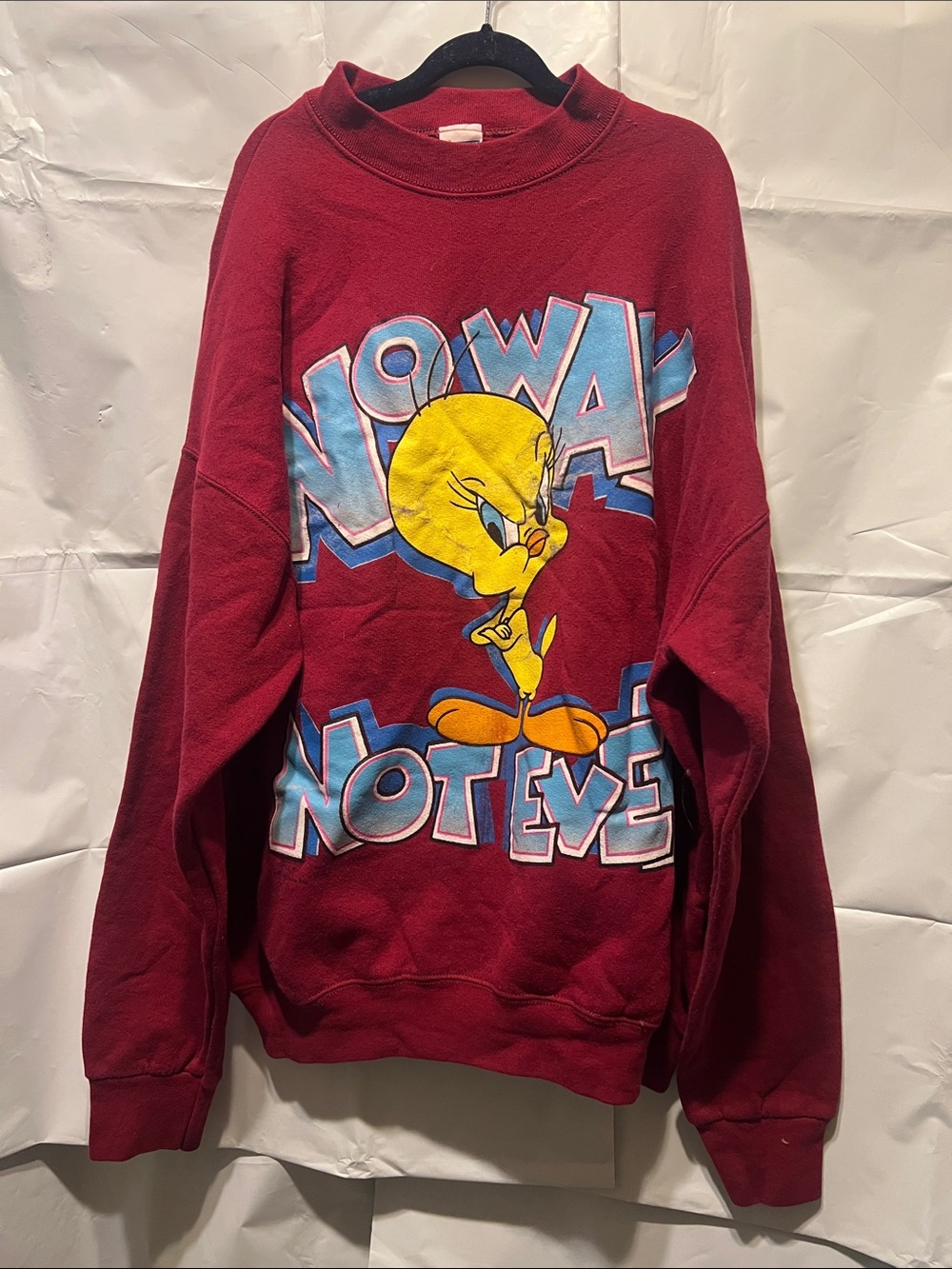 Vintage Tweety Graphic Crewneck Sweatshirt - Burgundy 90’s